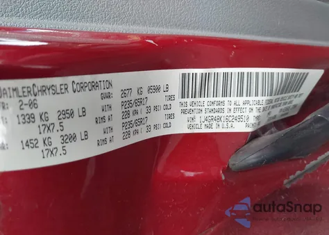 2006 Jeep Grand Cherokee Laredo from USA, damaged, VIN 1J4GR48K16C249510